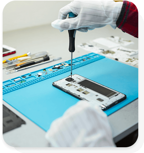 Technician repairing a phone