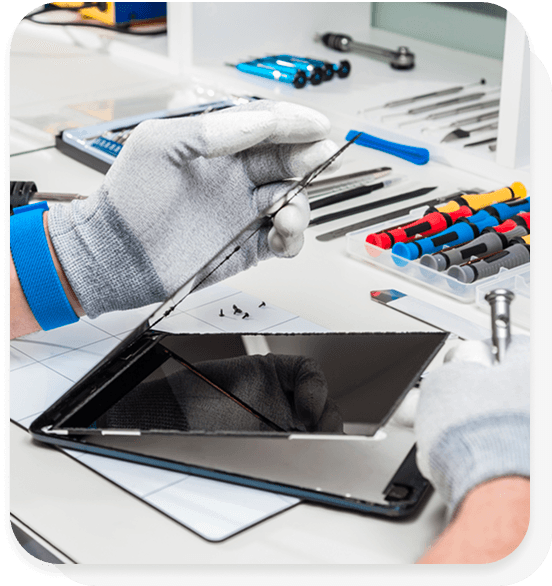 Technician repairing a tablet